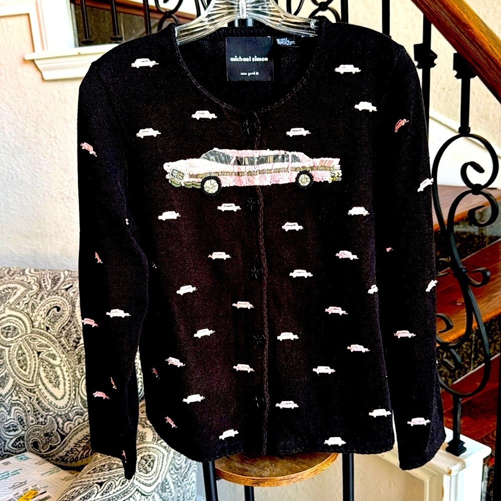 MICHAEL SIMON sequin cardigan sweater, size Medium